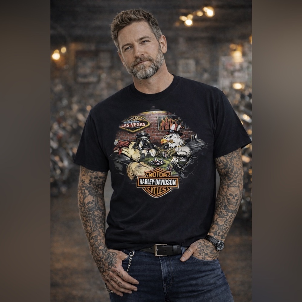 NWOT Harley-Davidson Black Las Vegas Eagle Graphic Short Sleeve Tee Size M - Picture 3 of 11